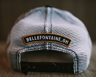 back view of Brewfontaine black and white baseball cap